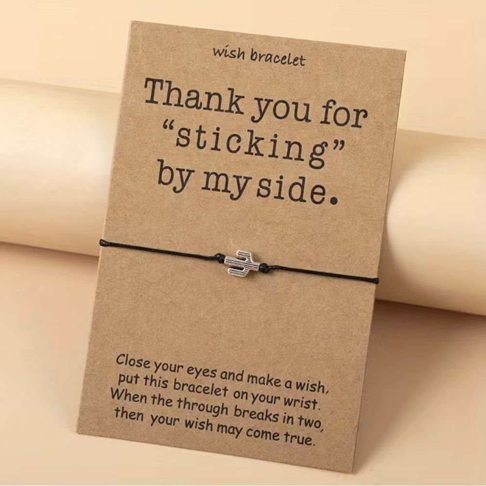 NEW - Thank you for sticking by my side cactus adjustable rope bracelet cactus